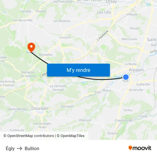 Égly to Bullion map