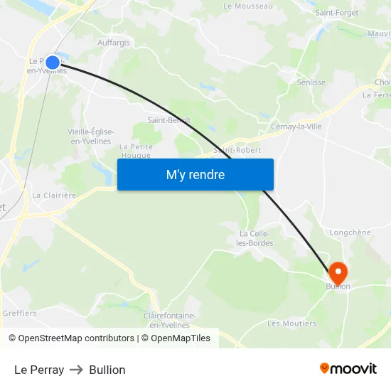 Le Perray to Bullion map