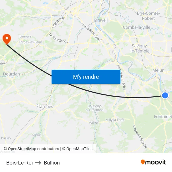 Bois-Le-Roi to Bullion map