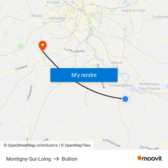 Montigny-Sur-Loing to Bullion map