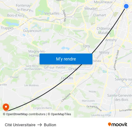 Cité Universitaire to Bullion map