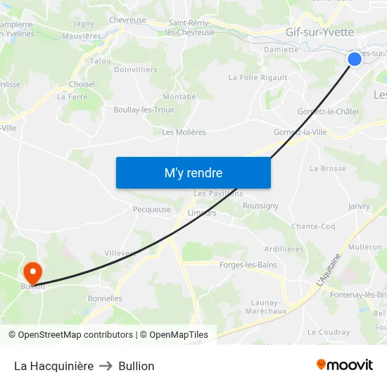 La Hacquinière to Bullion map