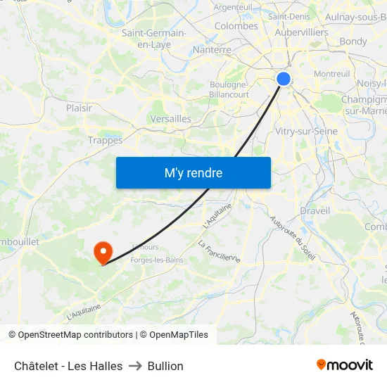 Châtelet - Les Halles to Bullion map