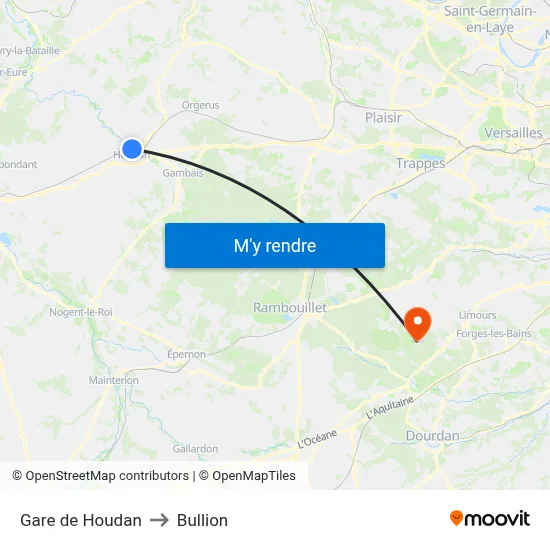 Gare de Houdan to Bullion map
