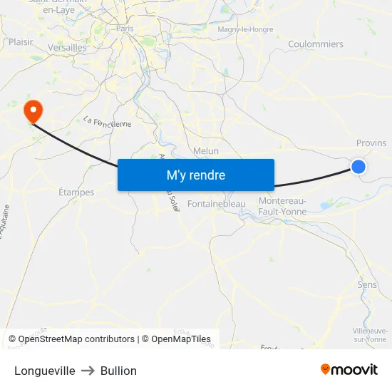 Longueville to Bullion map