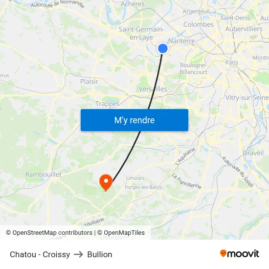 Chatou - Croissy to Bullion map