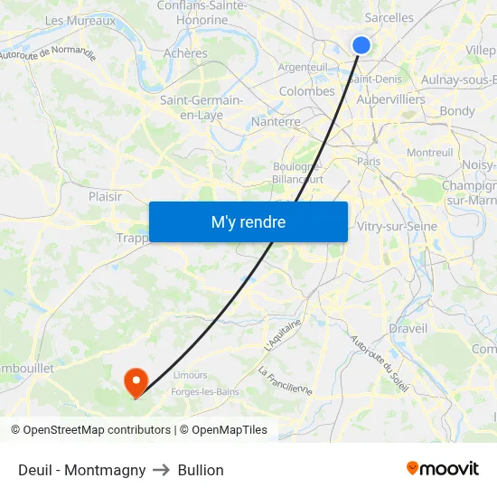 Deuil - Montmagny to Bullion map