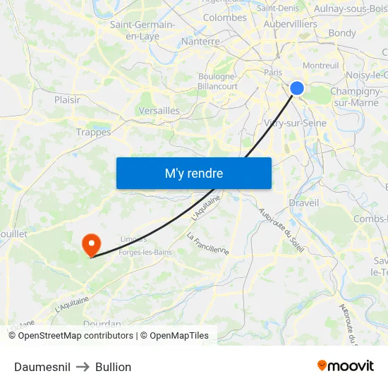 Daumesnil to Bullion map