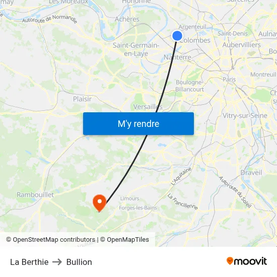 La Berthie to Bullion map