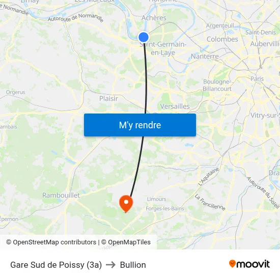 Gare Sud de Poissy (3a) to Bullion map