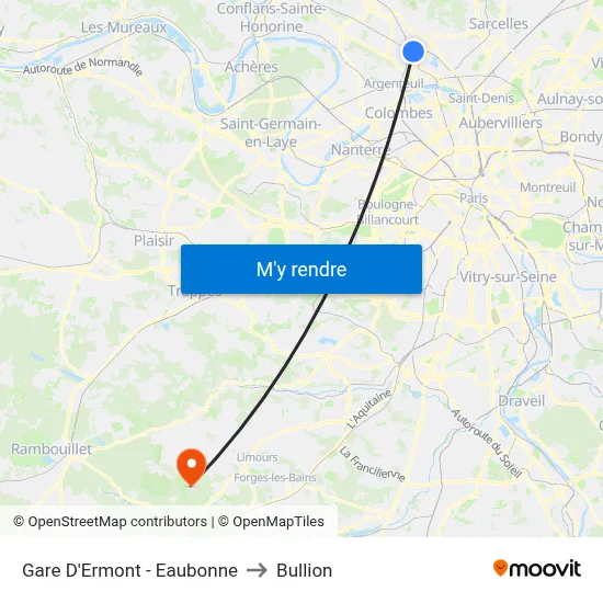 Gare D'Ermont - Eaubonne to Bullion map