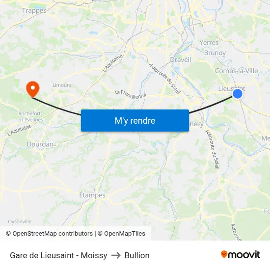 Gare de Lieusaint - Moissy to Bullion map
