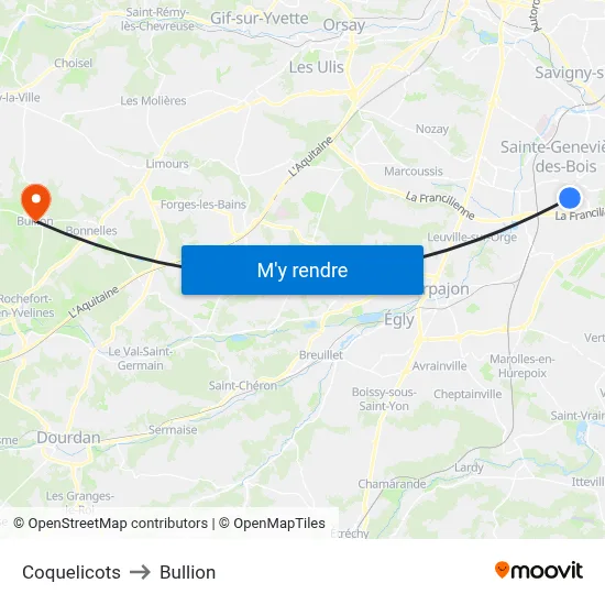 Coquelicots to Bullion map