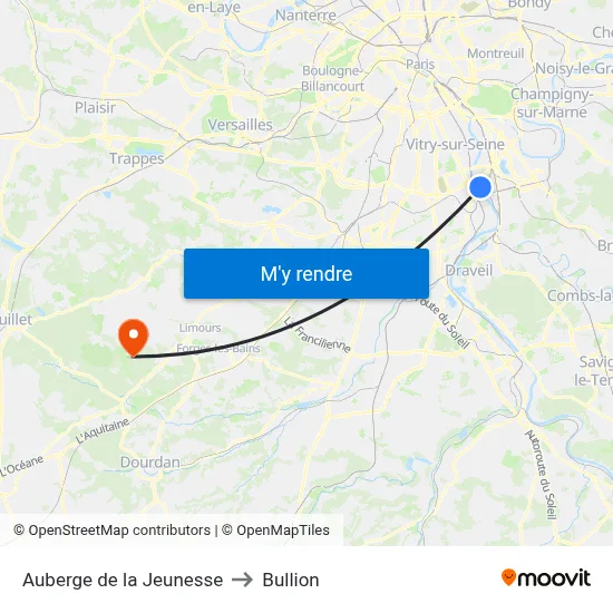 Auberge de la Jeunesse to Bullion map