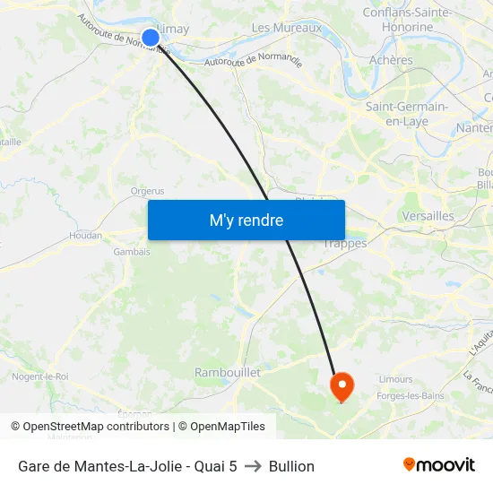 Gare de Mantes-La-Jolie - Quai 5 to Bullion map
