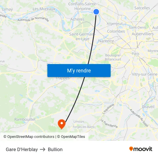 Gare D'Herblay to Bullion map