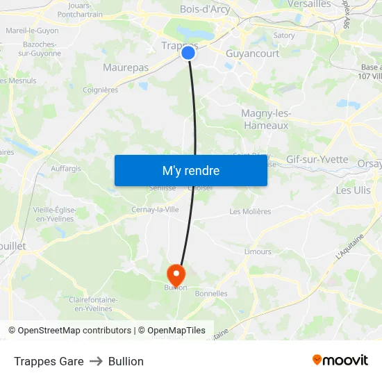 Trappes Gare to Bullion map