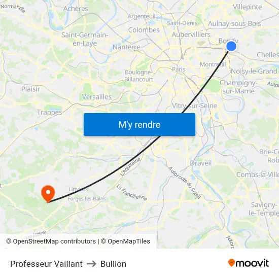 Professeur Vaillant to Bullion map