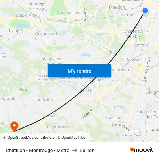 Châtillon - Montrouge - Métro to Bullion map