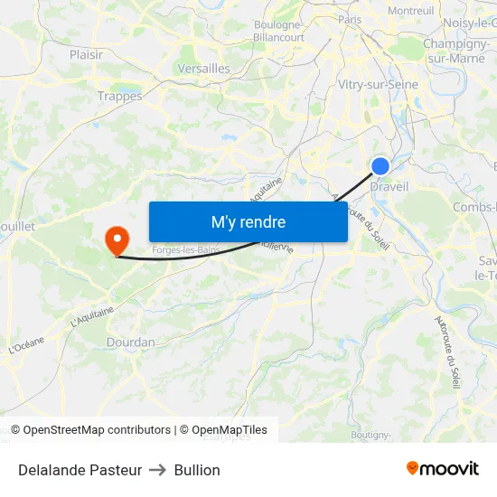 Delalande Pasteur to Bullion map