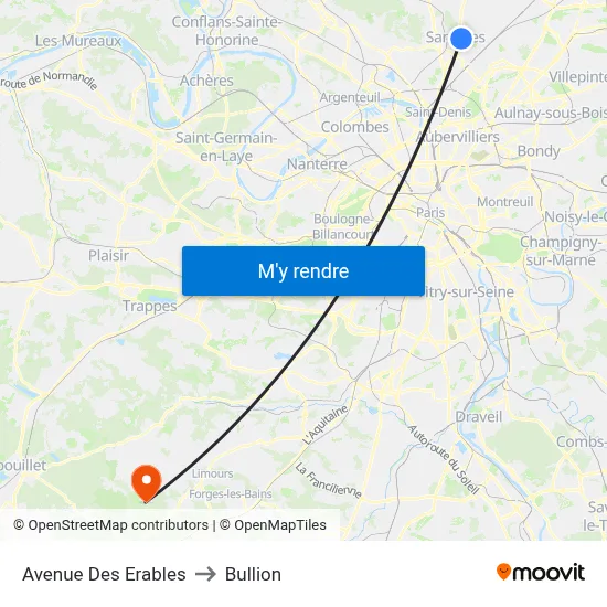 Avenue Des Erables to Bullion map