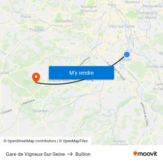 Gare de Vigneux-Sur-Seine to Bullion map