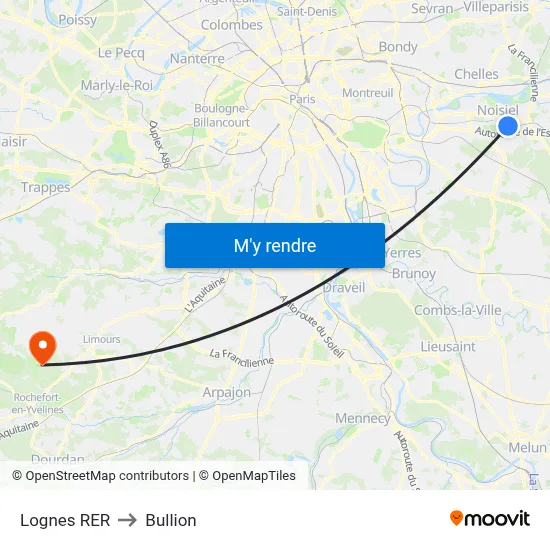 Lognes RER to Bullion map