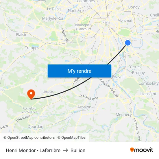 Henri Mondor - Laferrière to Bullion map