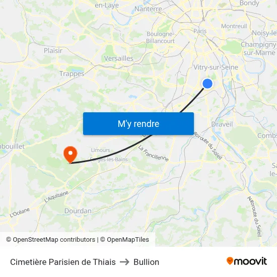 Cimetière Parisien de Thiais to Bullion map