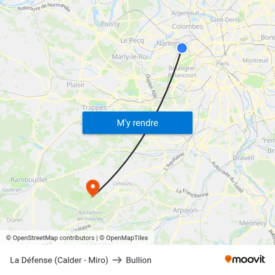 La Défense (Calder - Miro) to Bullion map