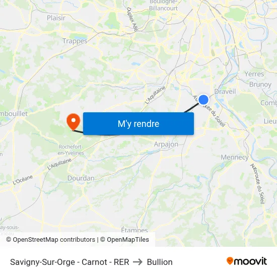 Savigny-Sur-Orge - Carnot - RER to Bullion map