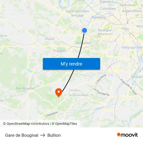 Gare de Bougival to Bullion map