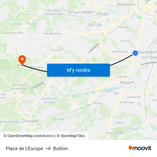 Place de L'Europe to Bullion map