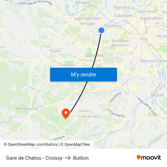 Gare de Chatou - Croissy to Bullion map