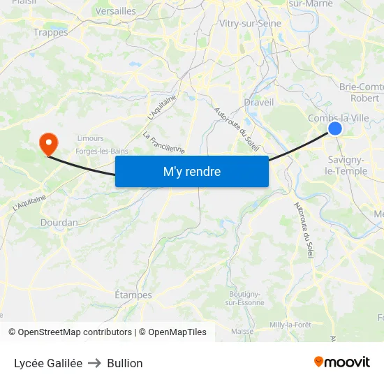 Lycée Galilée to Bullion map