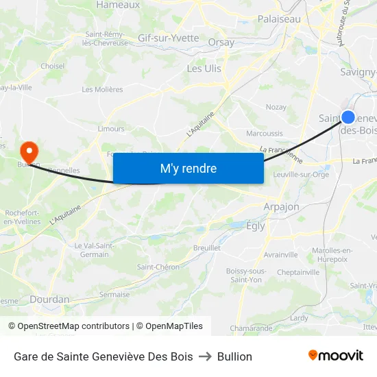 Gare de Sainte Geneviève Des Bois to Bullion map
