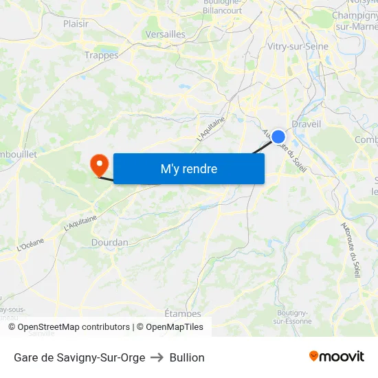 Gare de Savigny-Sur-Orge to Bullion map