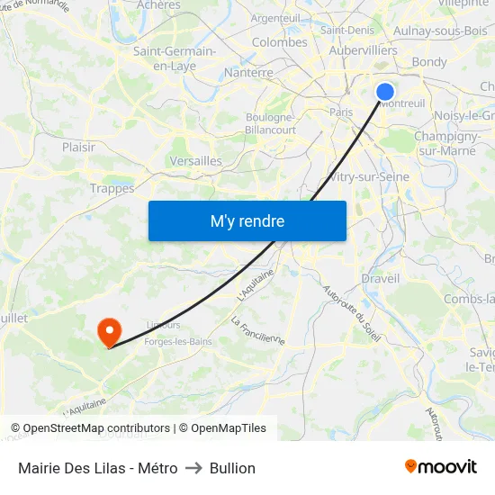 Mairie Des Lilas - Métro to Bullion map