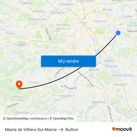 Mairie de Villiers-Sur-Marne to Bullion map