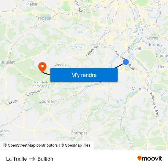 La Treille to Bullion map