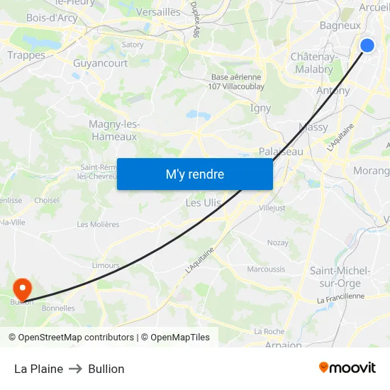 La Plaine to Bullion map