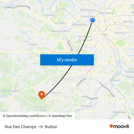 Rue Des Champs to Bullion map