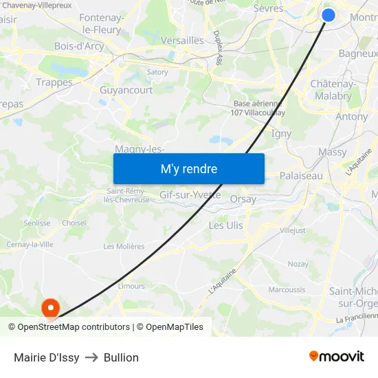 Mairie D'Issy to Bullion map