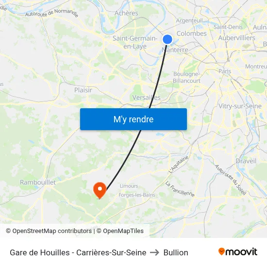Gare de Houilles - Carrières-Sur-Seine to Bullion map