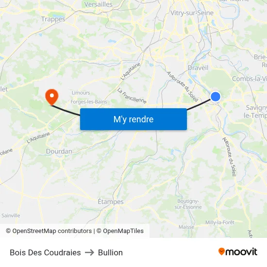 Bois Des Coudraies to Bullion map