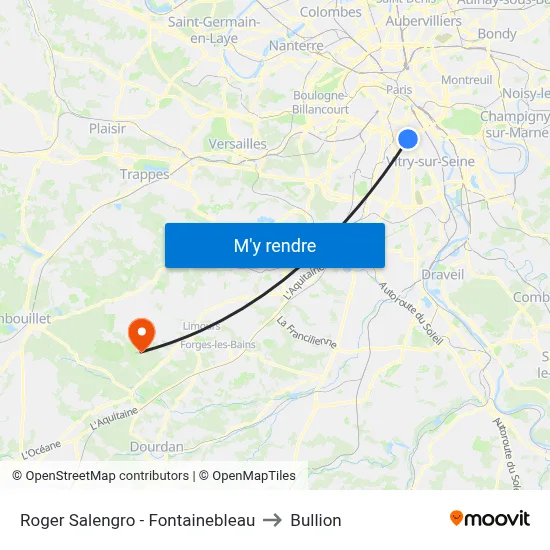 Roger Salengro - Fontainebleau to Bullion map