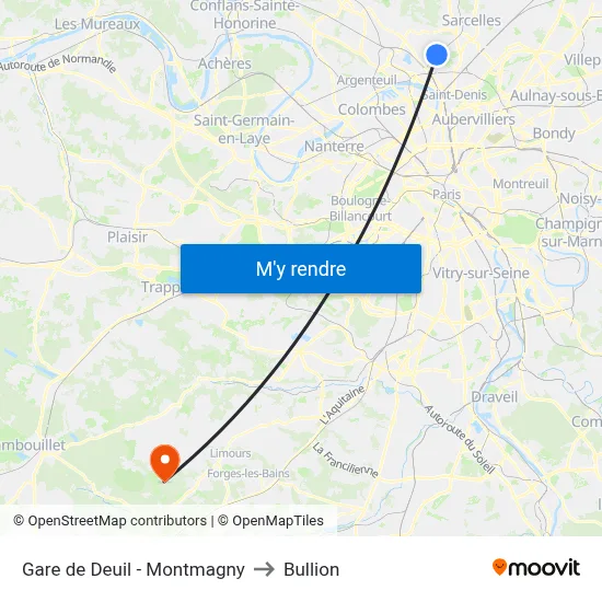 Gare de Deuil - Montmagny to Bullion map