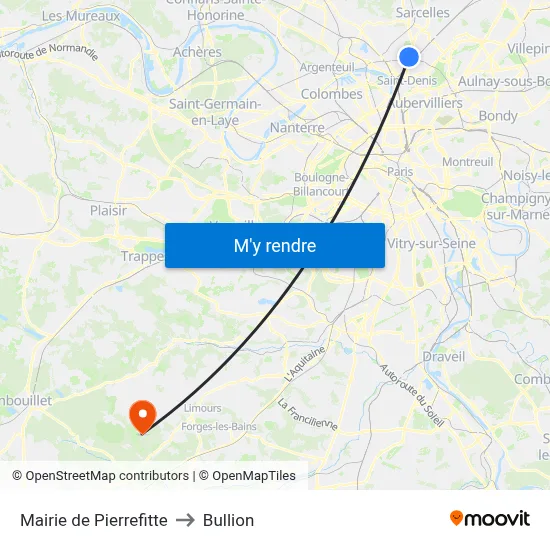 Mairie de Pierrefitte to Bullion map