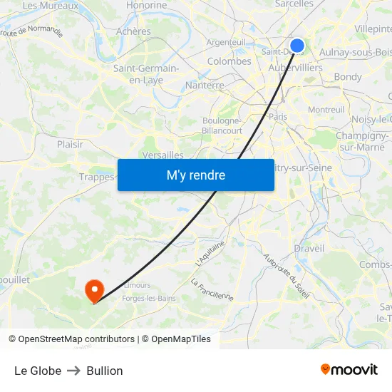 Le Globe to Bullion map