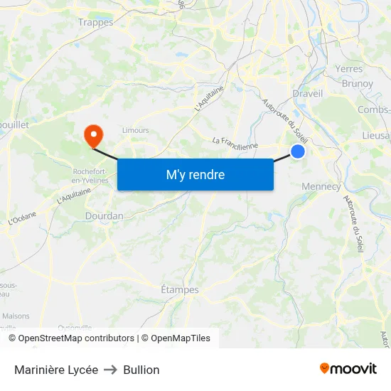 Marinière Lycée to Bullion map